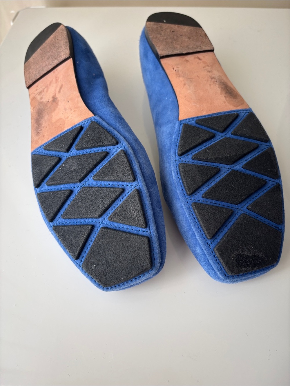 Tory Burch Blue Suede Leather Logo Loafers Size 8M - Picture 4 of 5
